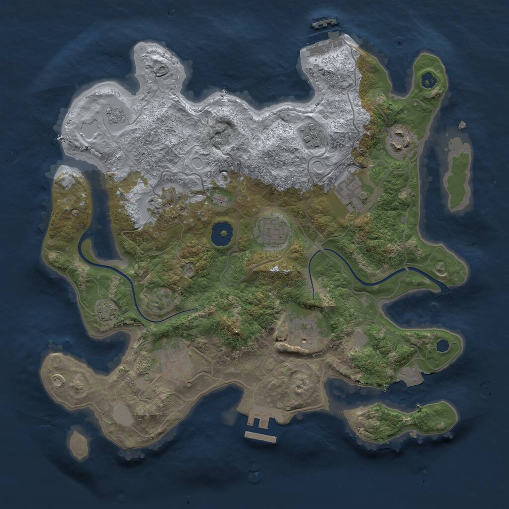 Rust Map: Procedural Map, Size: 3250, Seed: 620182937, 12 Monuments