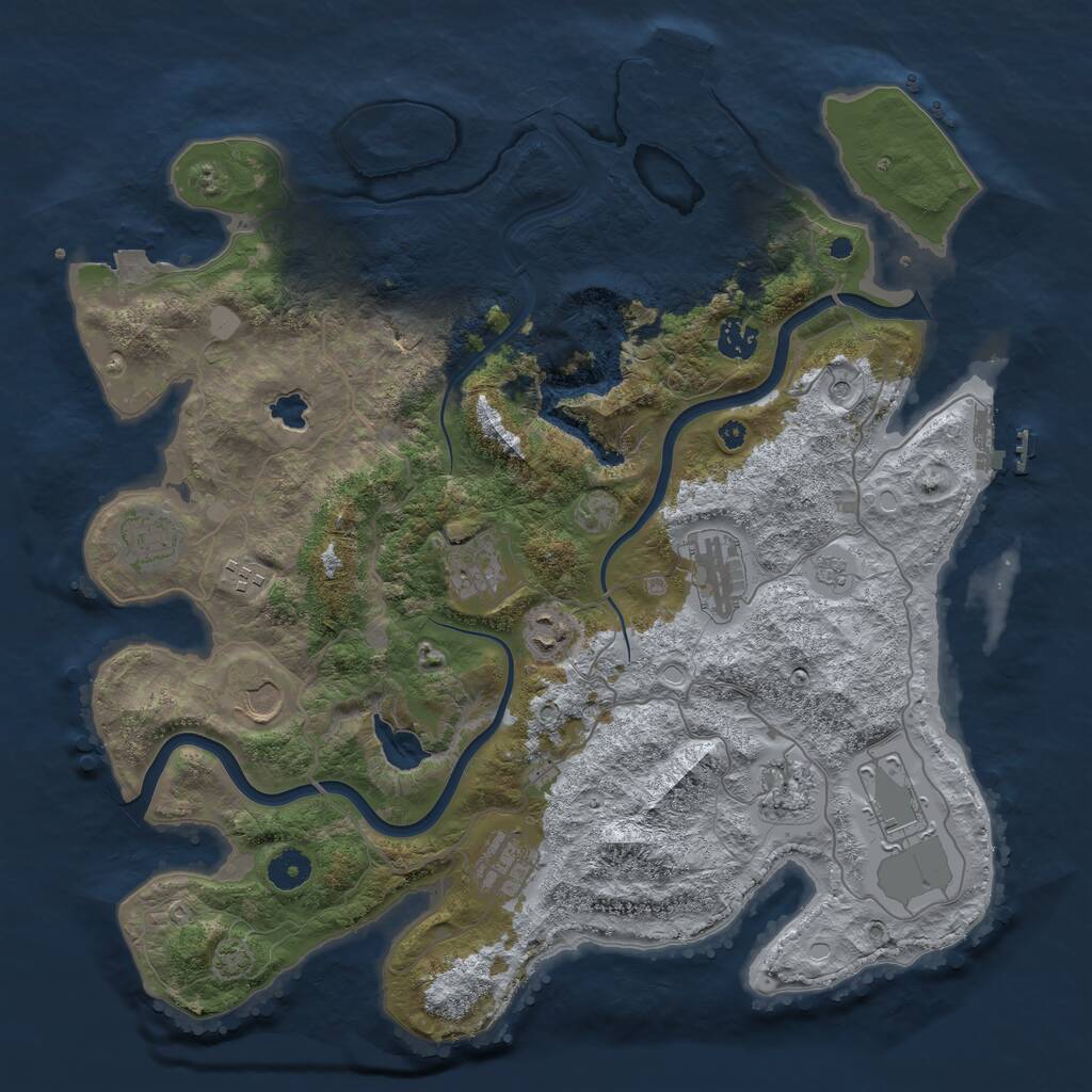 Rust Map: Procedural Map, Size: 4000, Seed: 320734936, 16 Monuments
