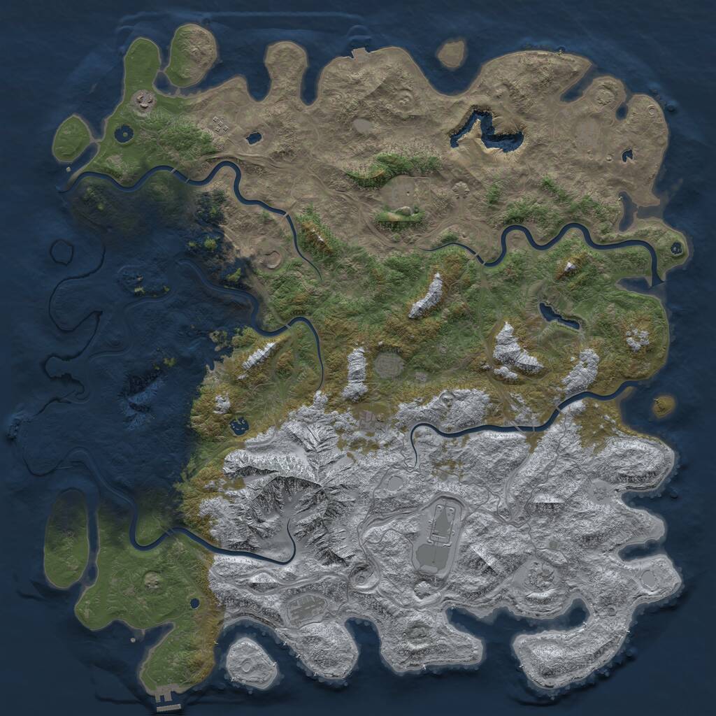 Rust Map: Procedural Map, Size: 6000, Seed: 54872, 17 Monuments