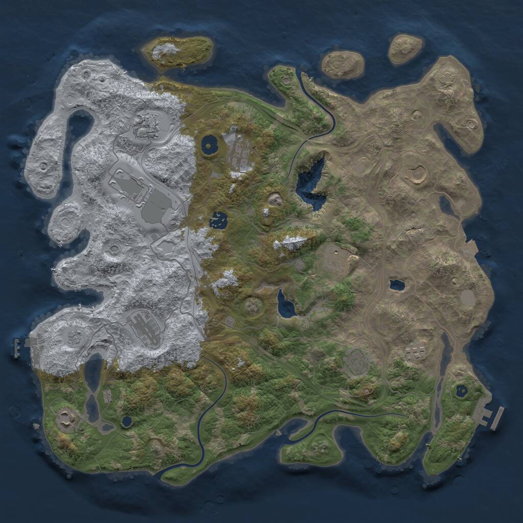 Rust Map: Procedural Map, Size: 4250, Seed: 214047693, 16 Monuments
