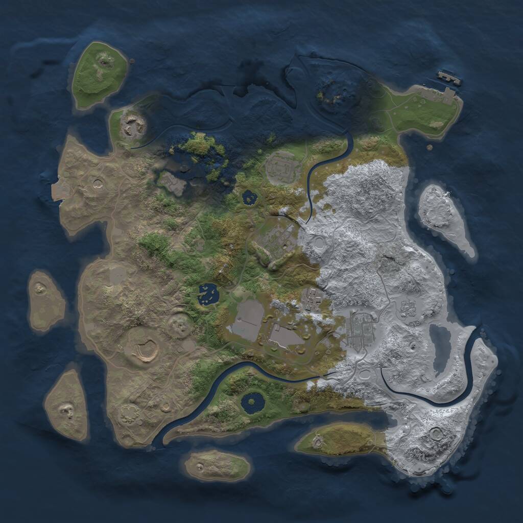Rust Map: Procedural Map, Size: 3500, Seed: 1371624279, 14 Monuments