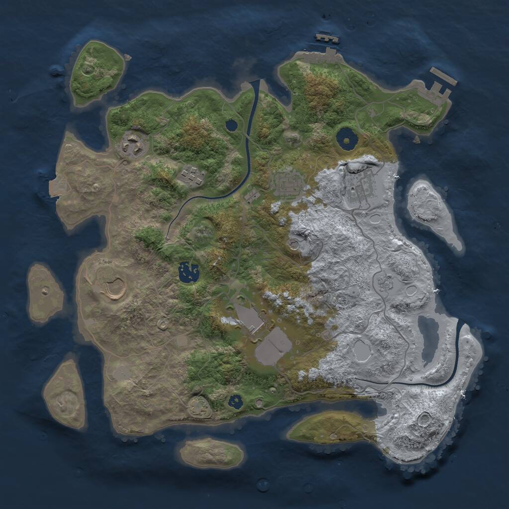 Rust Map: Procedural Map, Size: 3500, Seed: 1371624279, 13 Monuments