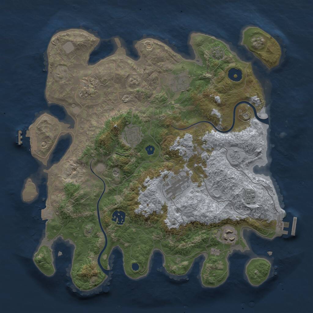 Rust Map: Procedural Map, Size: 3400, Seed: 1870929678, 13 Monuments