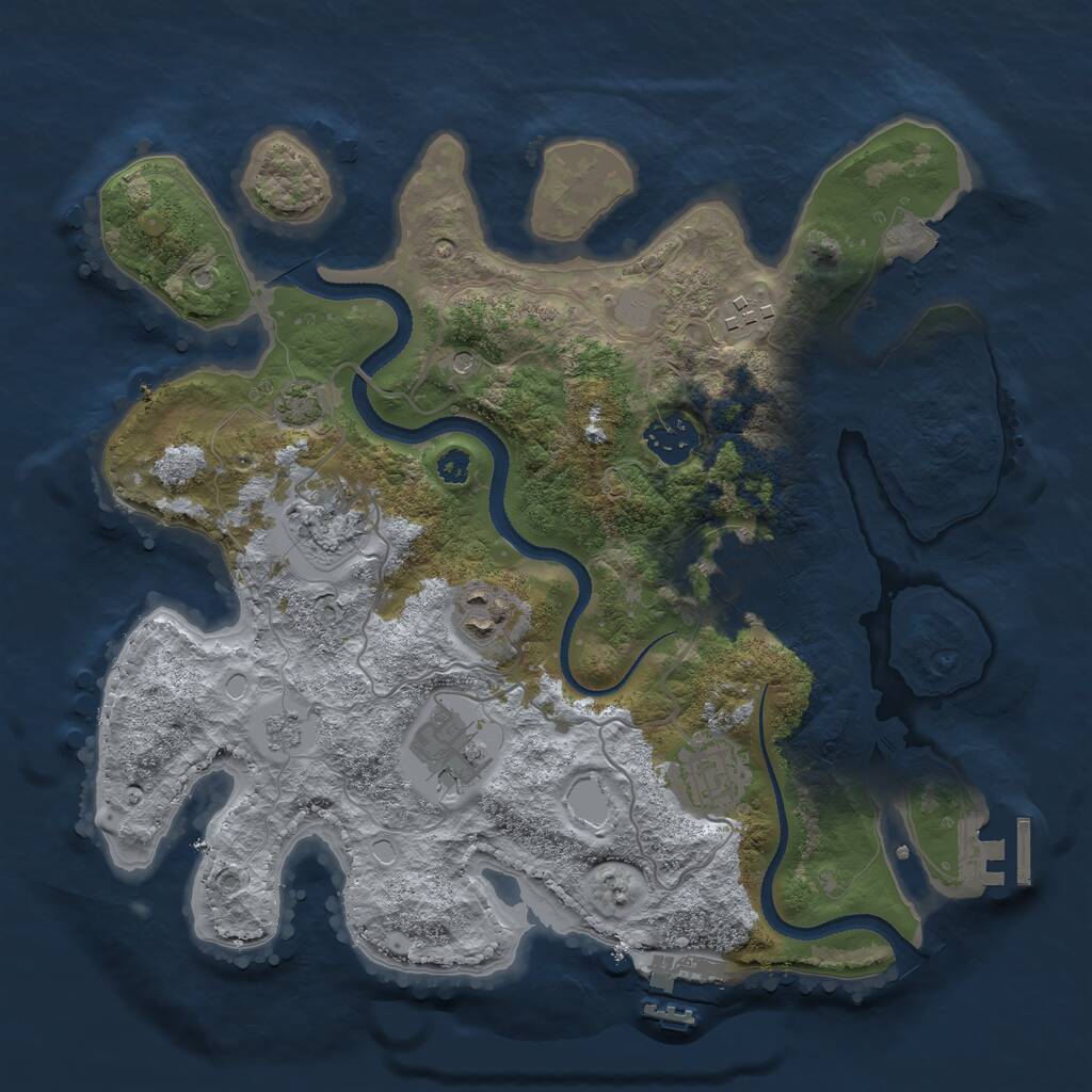 Rust Map: Procedural Map, Size: 3250, Seed: 1618704010, 13 Monuments