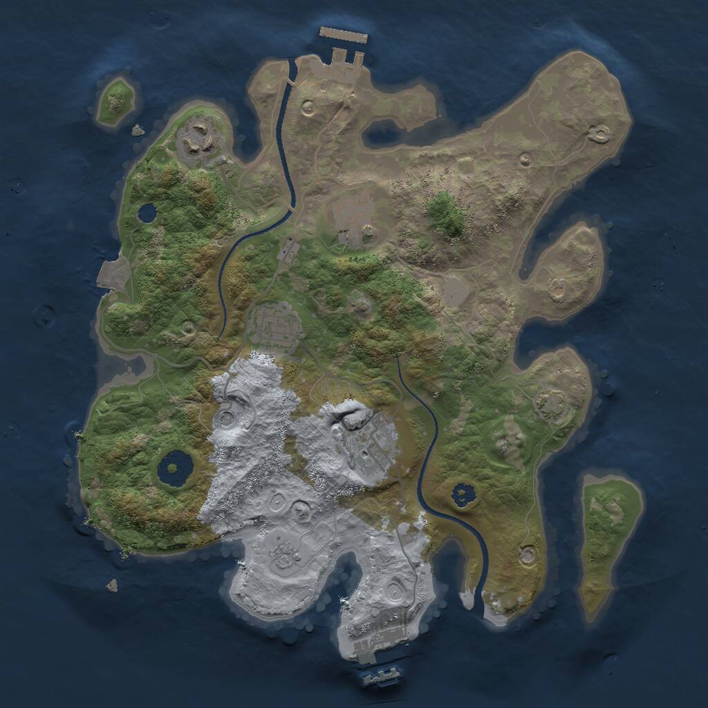 Rust Map: Procedural Map, Size: 3000, Seed: 1969837046, 10 Monuments