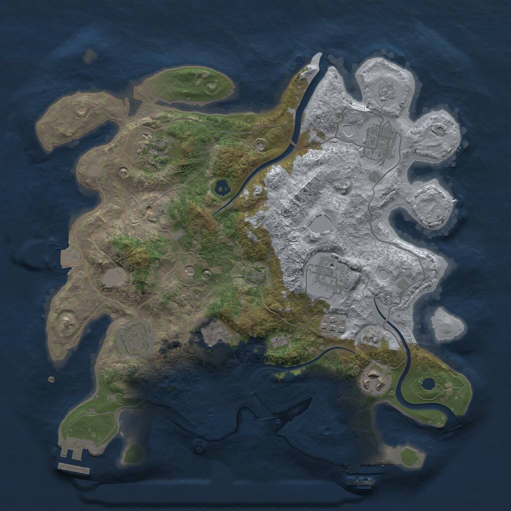 Rust Map: Procedural Map, Size: 3250, Seed: 990930120, 13 Monuments