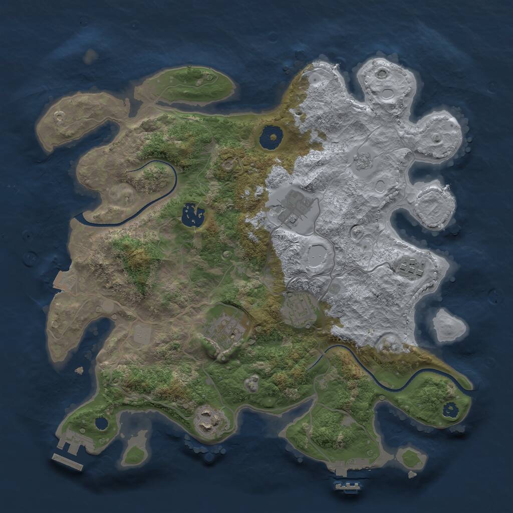 Rust Map: Procedural Map, Size: 3250, Seed: 990930120, 10 Monuments