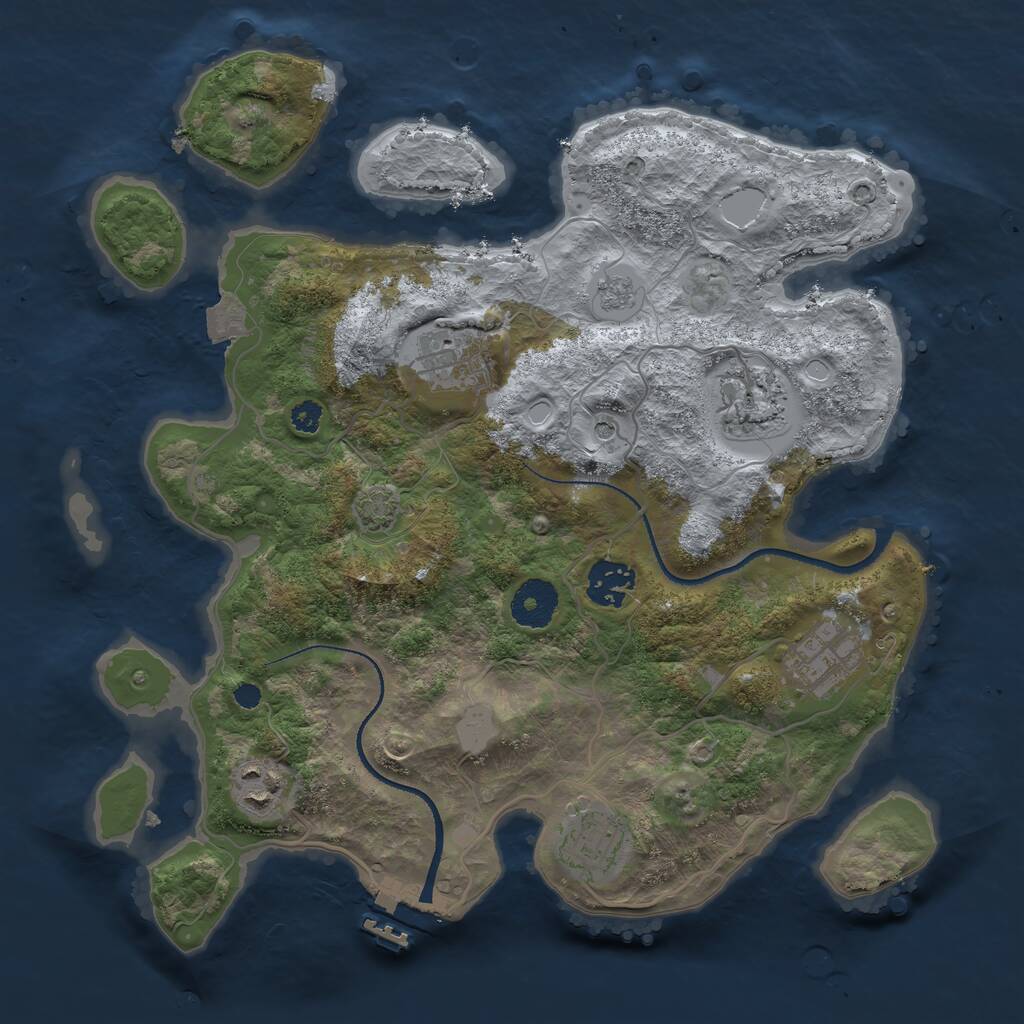 Rust Map: Procedural Map, Size: 3250, Seed: 1382867354, 11 Monuments