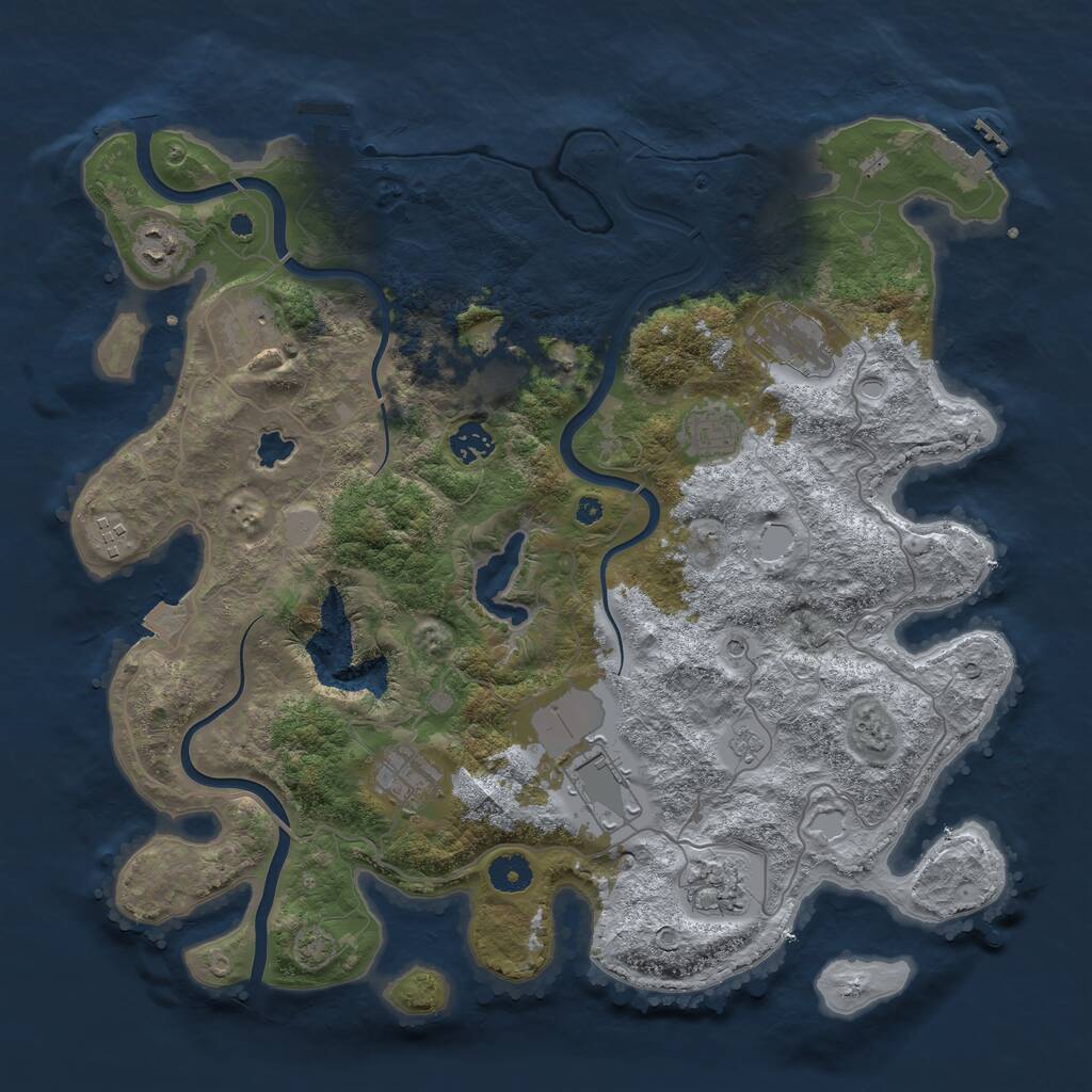 Rust Map: Procedural Map, Size: 4000, Seed: 531399475, 16 Monuments
