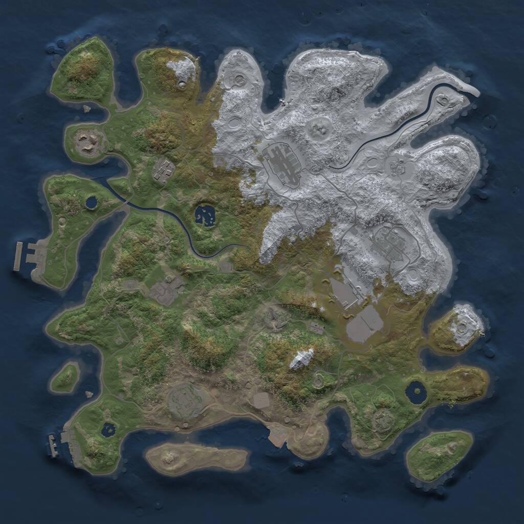 Rust Map: Procedural Map, Size: 3630, Seed: 1955309674, 14 Monuments