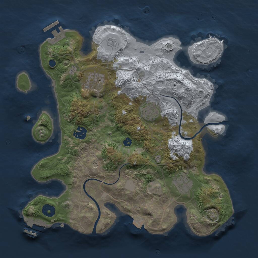 Rust Map: Procedural Map, Size: 3000, Seed: 587036, 10 Monuments