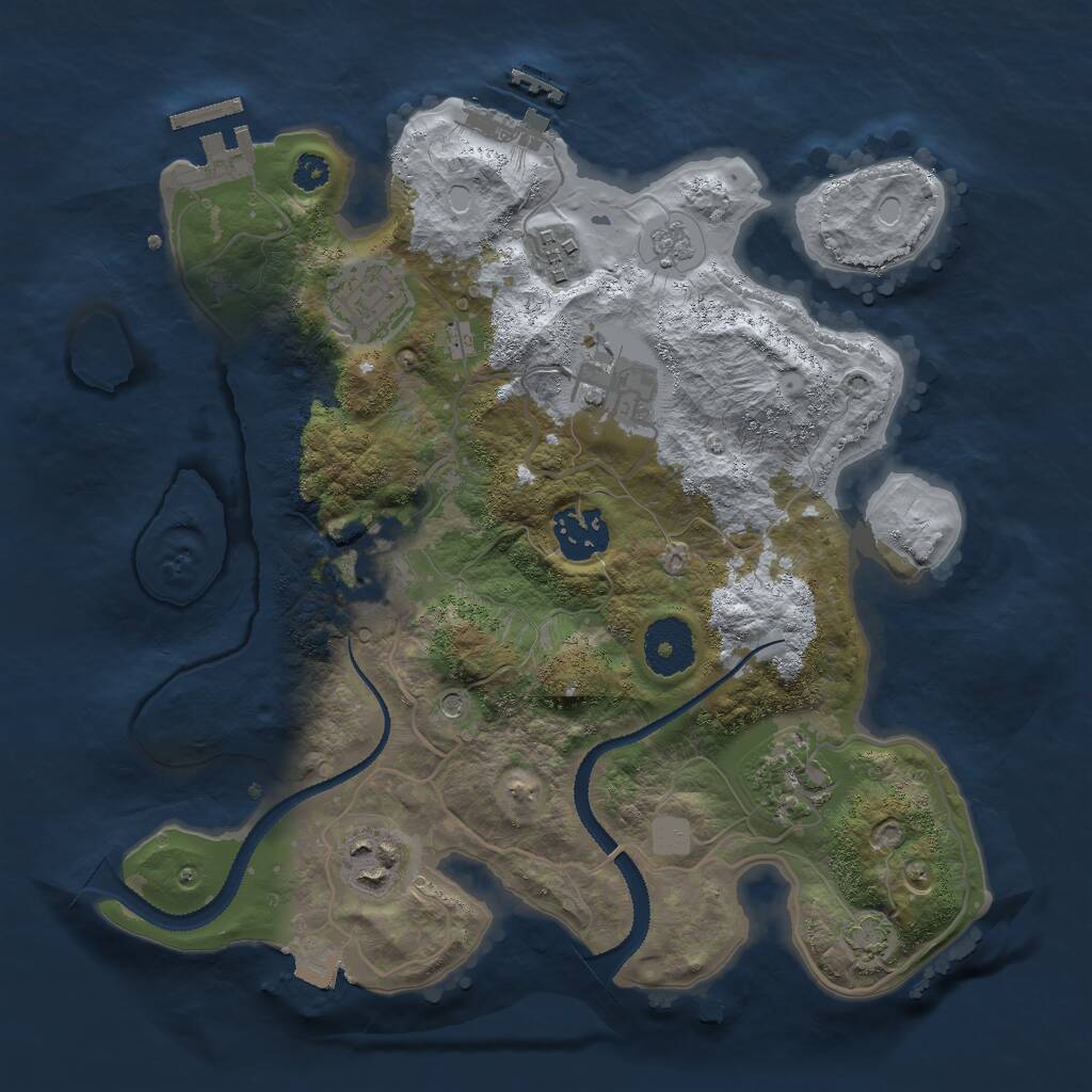 Rust Map: Procedural Map, Size: 3000, Seed: 587036, 13 Monuments