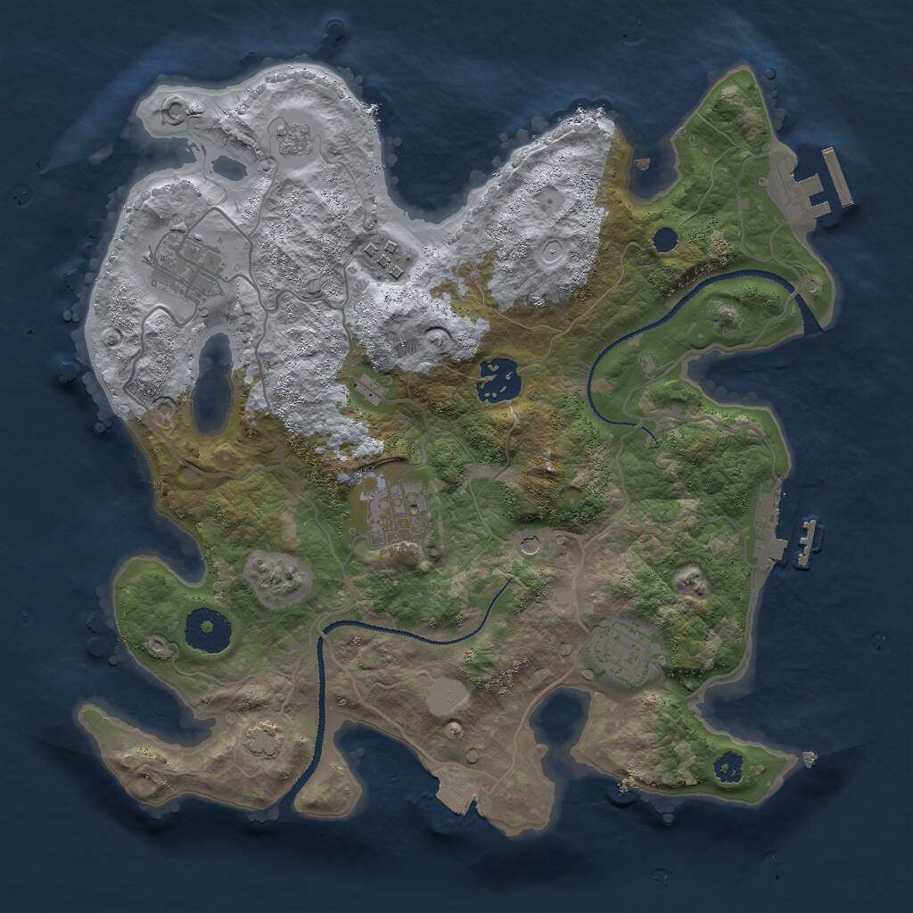 Rust Map: Procedural Map, Size: 3000, Seed: 82447, 11 Monuments