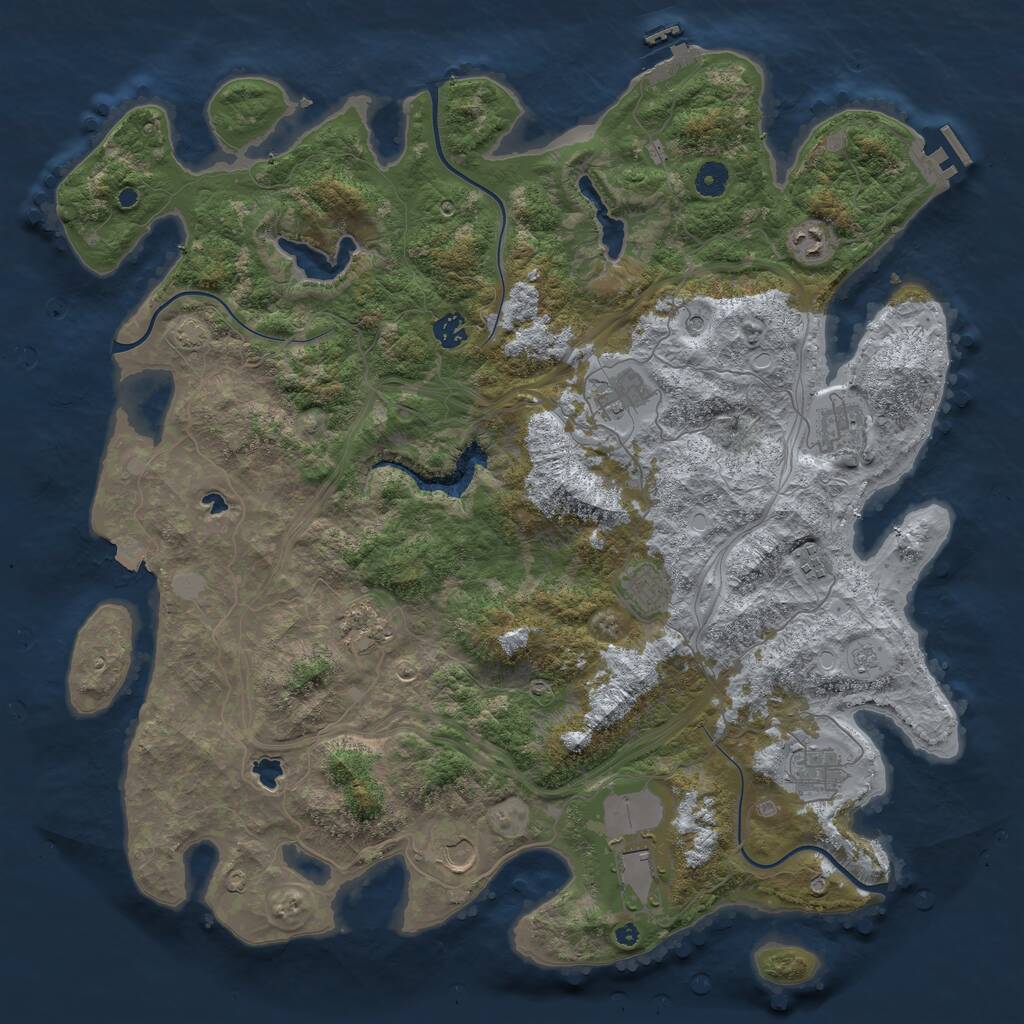 Rust Map: Procedural Map, Size: 4500, Seed: 2074599, 16 Monuments