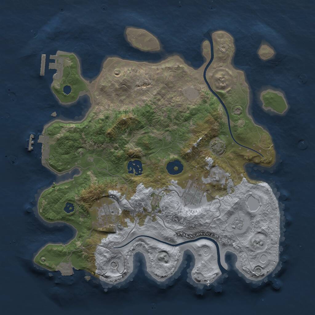 Rust Map: Procedural Map, Size: 3000, Seed: 1838433822, 9 Monuments