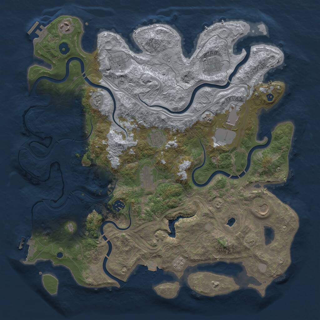 Rust Map: Procedural Map, Size: 4250, Seed: 720592281, 15 Monuments