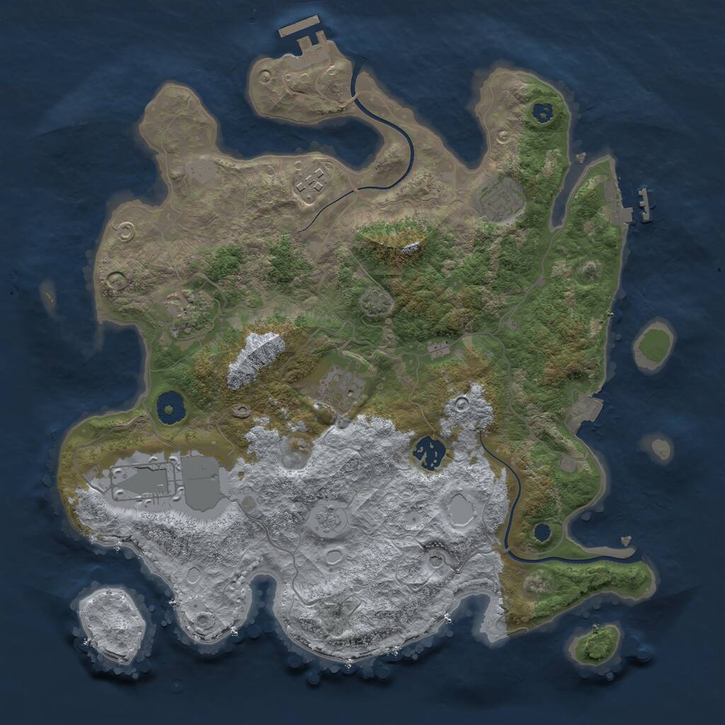 Rust Map: Procedural Map, Size: 3500, Seed: 31922730, 12 Monuments