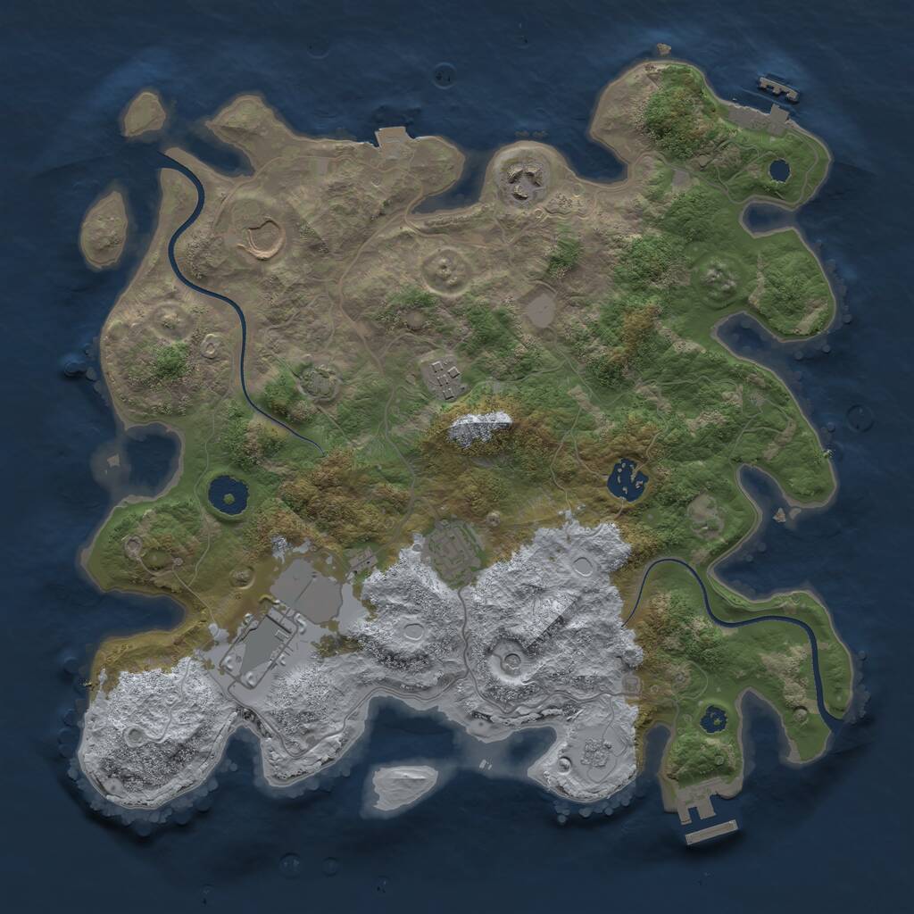 Rust Map: Procedural Map, Size: 3500, Seed: 8331737, 12 Monuments