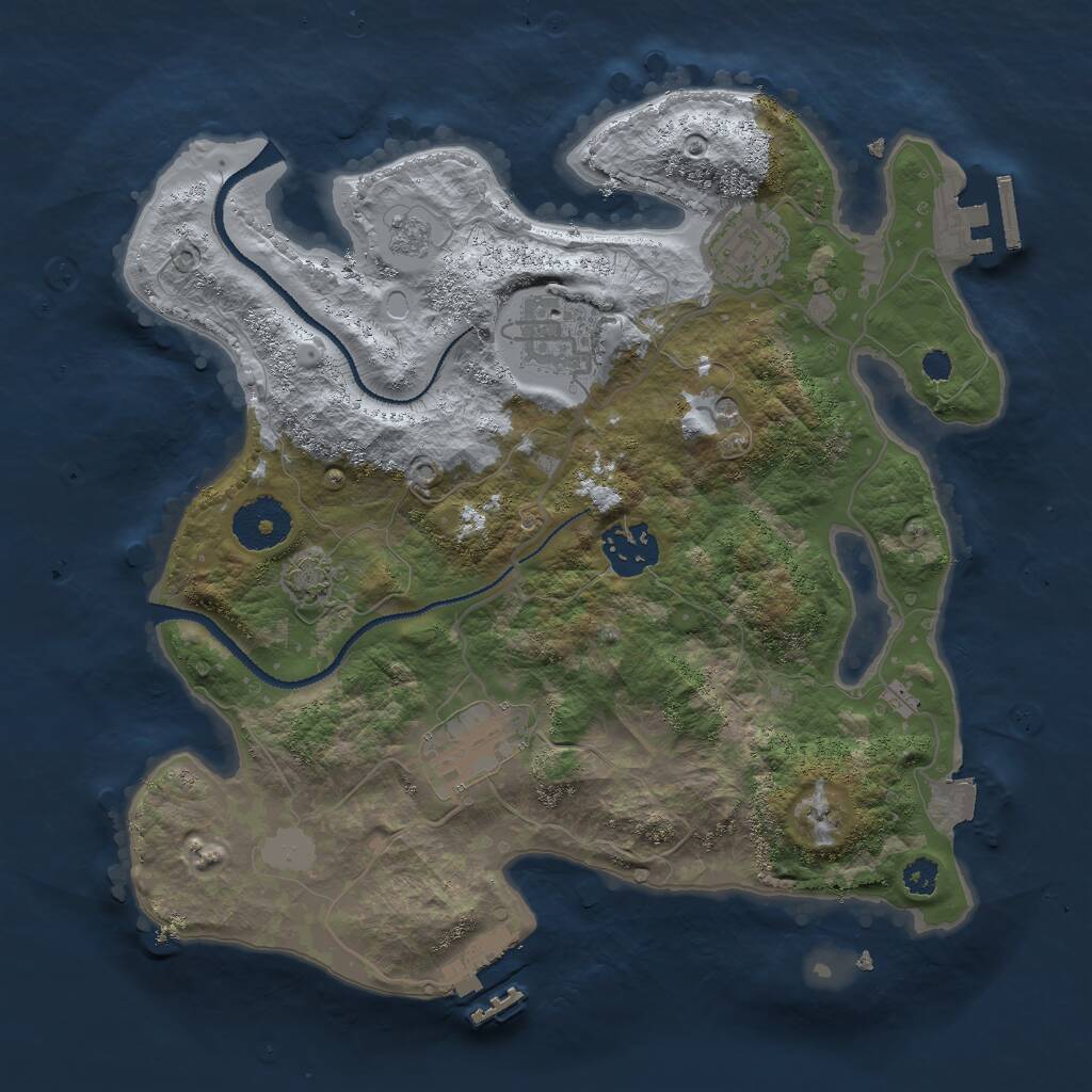 Rust Map: Procedural Map, Size: 3000, Seed: 723971447, 10 Monuments