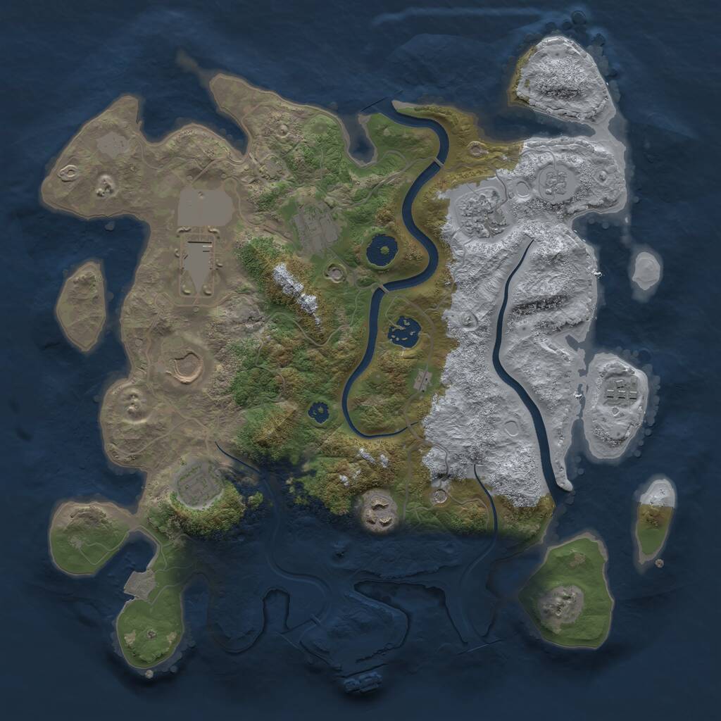 Rust Map: Procedural Map, Size: 3500, Seed: 1068245258, 13 Monuments