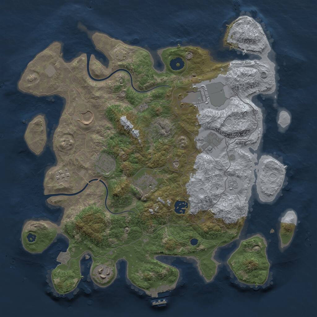 Rust Map: Procedural Map, Size: 3500, Seed: 1068245258, 13 Monuments