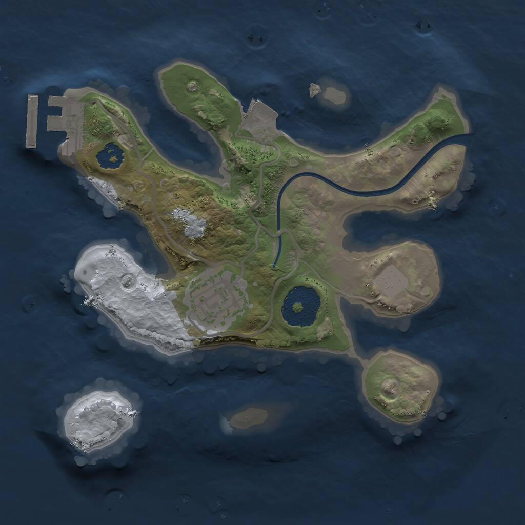 Rust Map: Procedural Map, Size: 2000, Seed: 2105208847, 3 Monuments