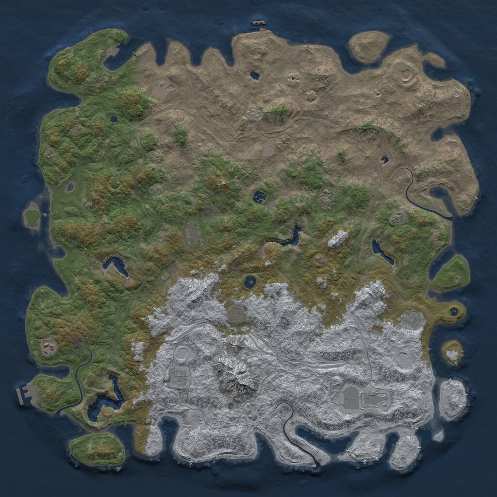 Rust Map: Procedural Map, Size: 6000, Seed: 745023, 17 Monuments