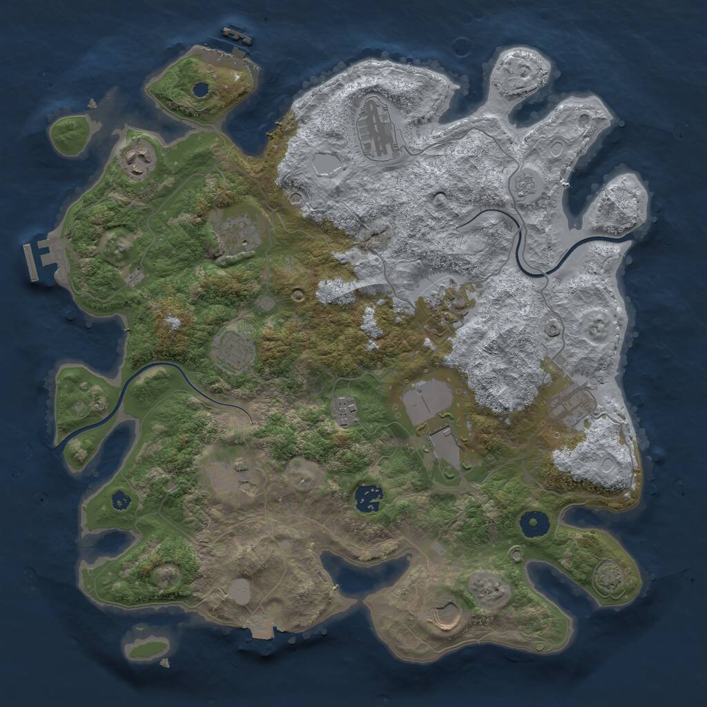 Rust Map: Procedural Map, Size: 3750, Seed: 1656287346, 17 Monuments