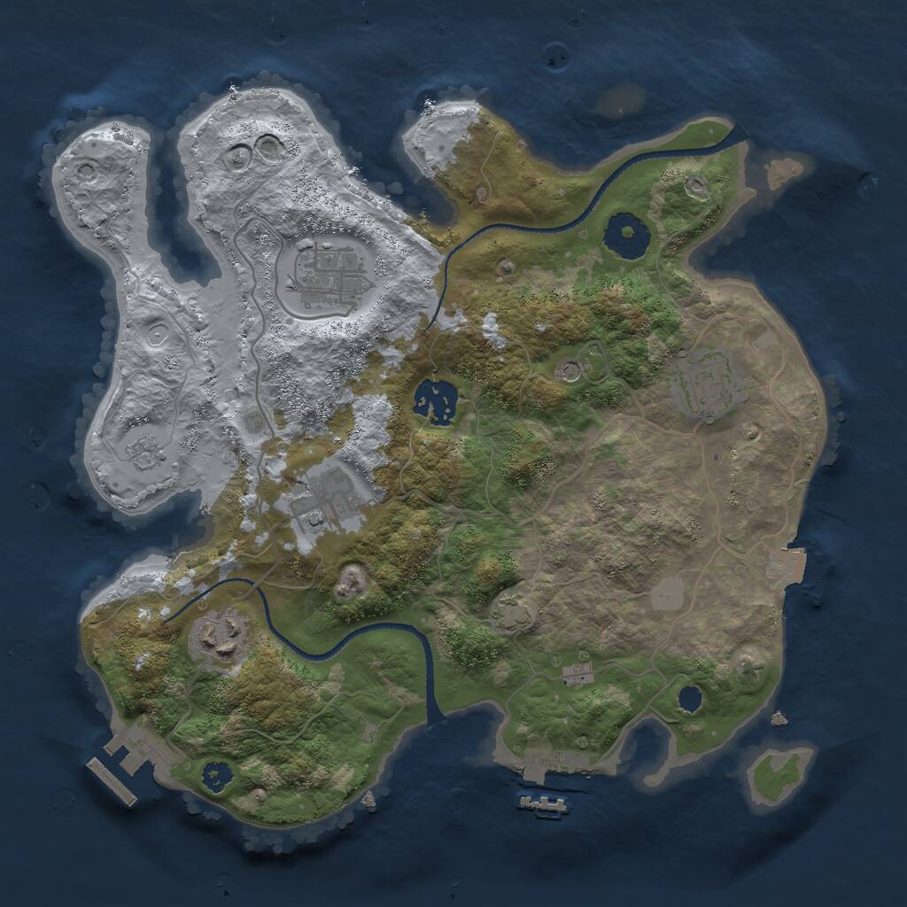 Rust Map: Procedural Map, Size: 3000, Seed: 28078, 11 Monuments