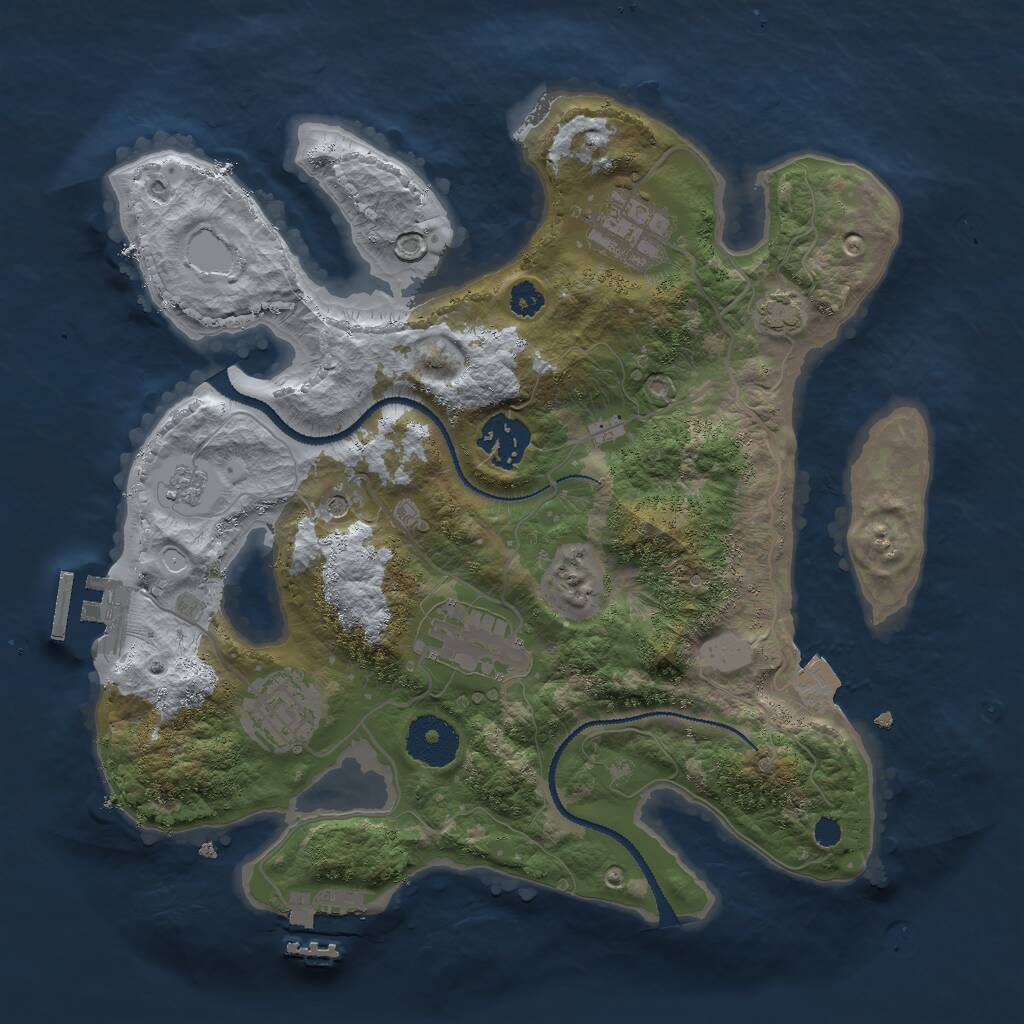 Rust Map: Procedural Map, Size: 3000, Seed: 550436220, 10 Monuments