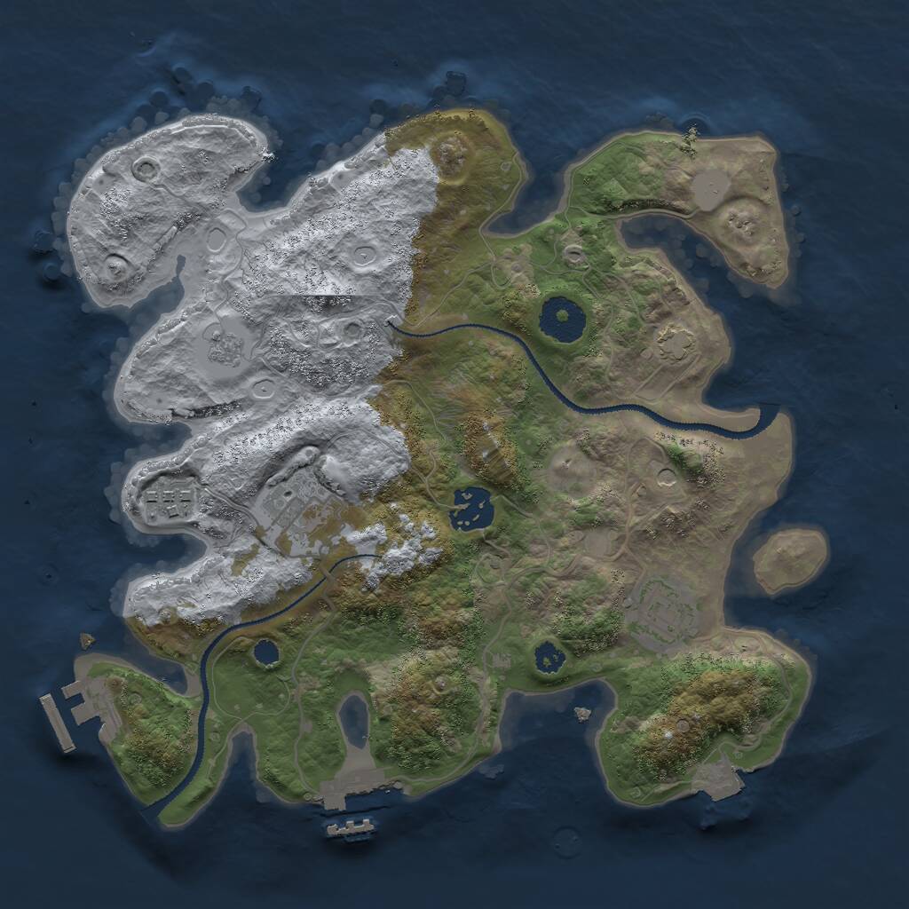 Rust Map: Procedural Map, Size: 3000, Seed: 29661, 10 Monuments