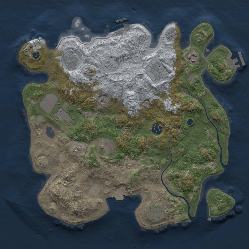 Rust Map: Procedural Map, Size: 3500, Seed: 1428236909, 14 Monuments