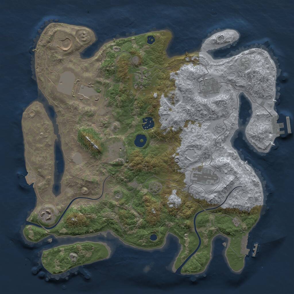 Rust Map: Procedural Map, Size: 3500, Seed: 152744600, 14 Monuments