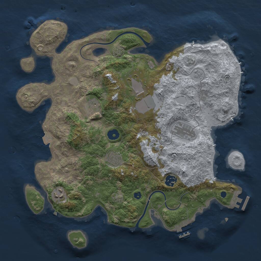 Rust Map: Procedural Map, Size: 3500, Seed: 1813746610, 12 Monuments