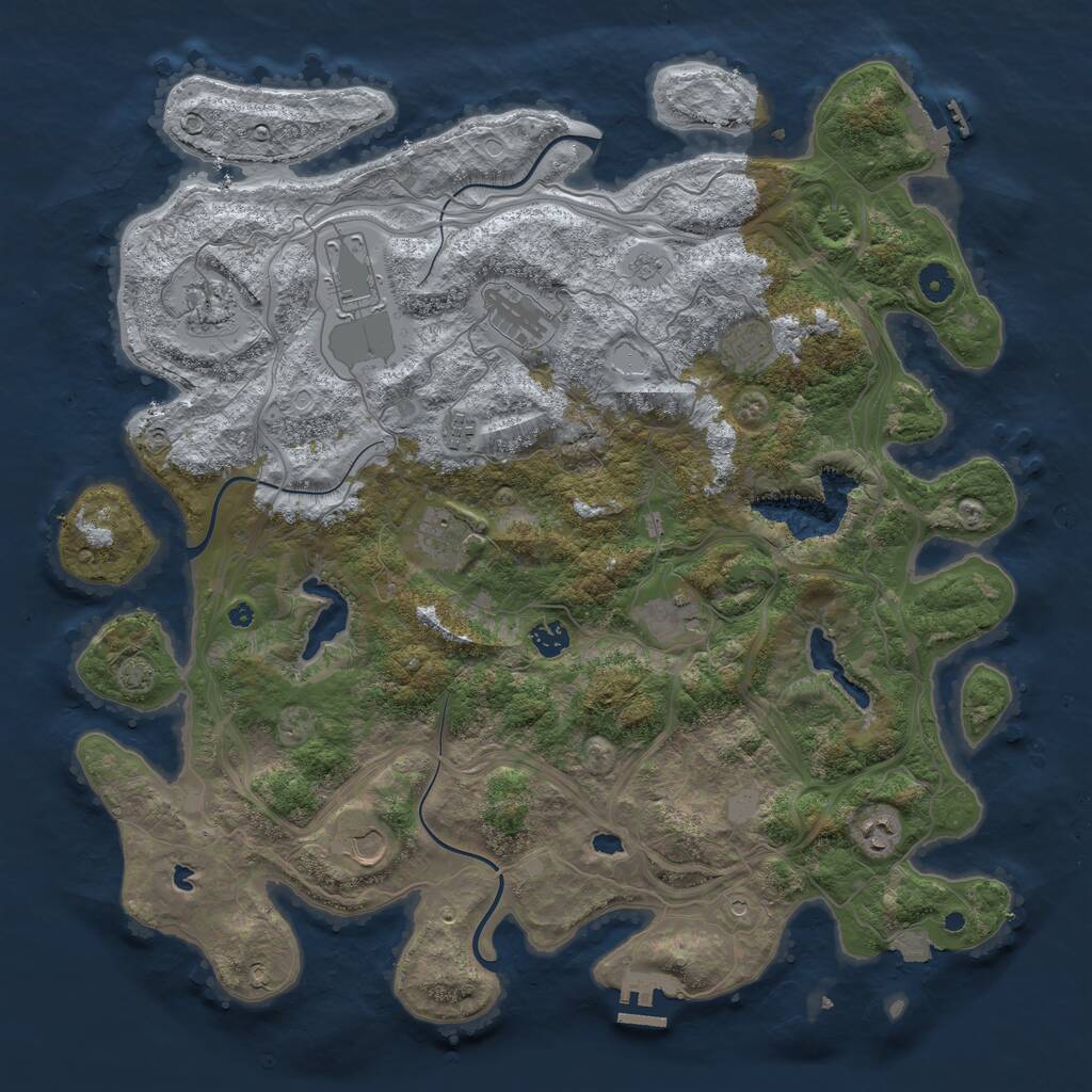 Rust Map: Procedural Map, Size: 4500, Seed: 485395677, 16 Monuments