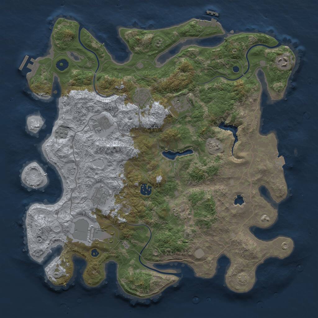 Rust Map: Procedural Map, Size: 4050, Seed: 2140314014, 15 Monuments