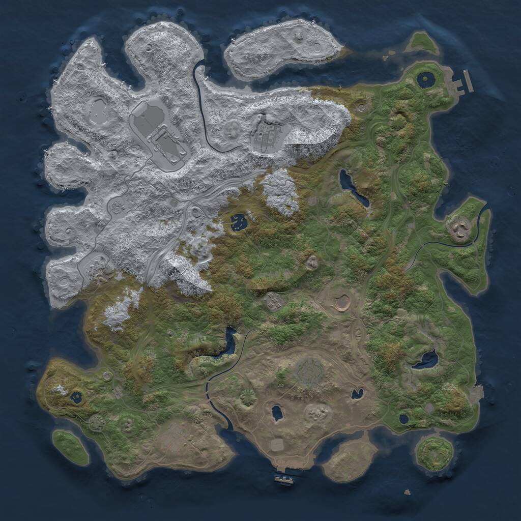 Rust Map: Procedural Map, Size: 4500, Seed: 1455607618, 15 Monuments