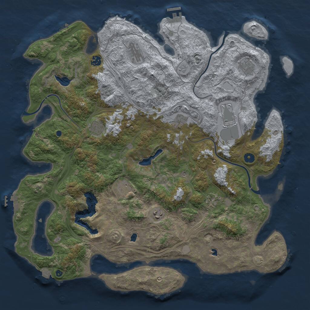 Rust Map: Procedural Map, Size: 4500, Seed: 990377589, 16 Monuments