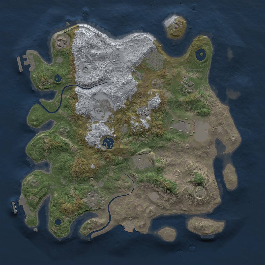 Rust Map: Procedural Map, Size: 3500, Seed: 1969873025, 14 Monuments