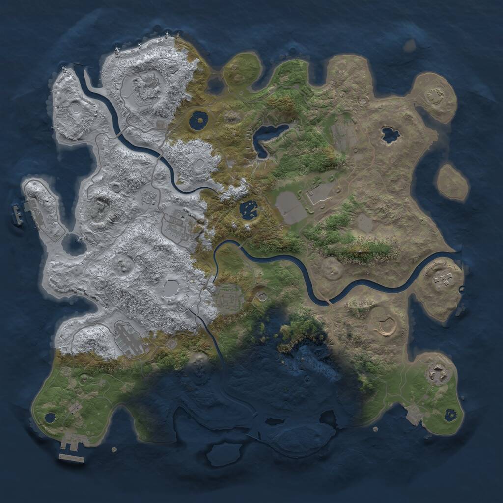 Rust Map: Procedural Map, Size: 4000, Seed: 805949, 16 Monuments