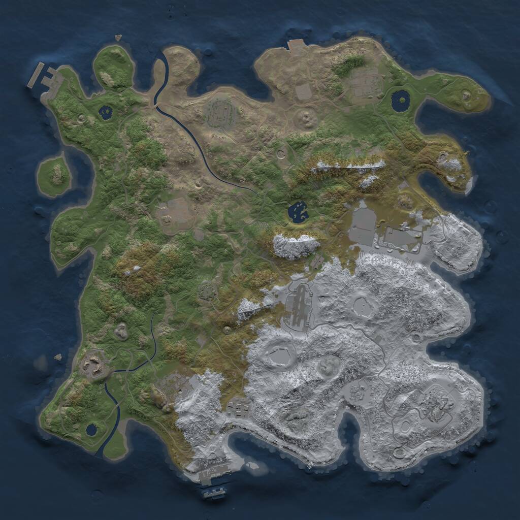 Rust Map: Procedural Map, Size: 3750, Seed: 1792319988, 16 Monuments