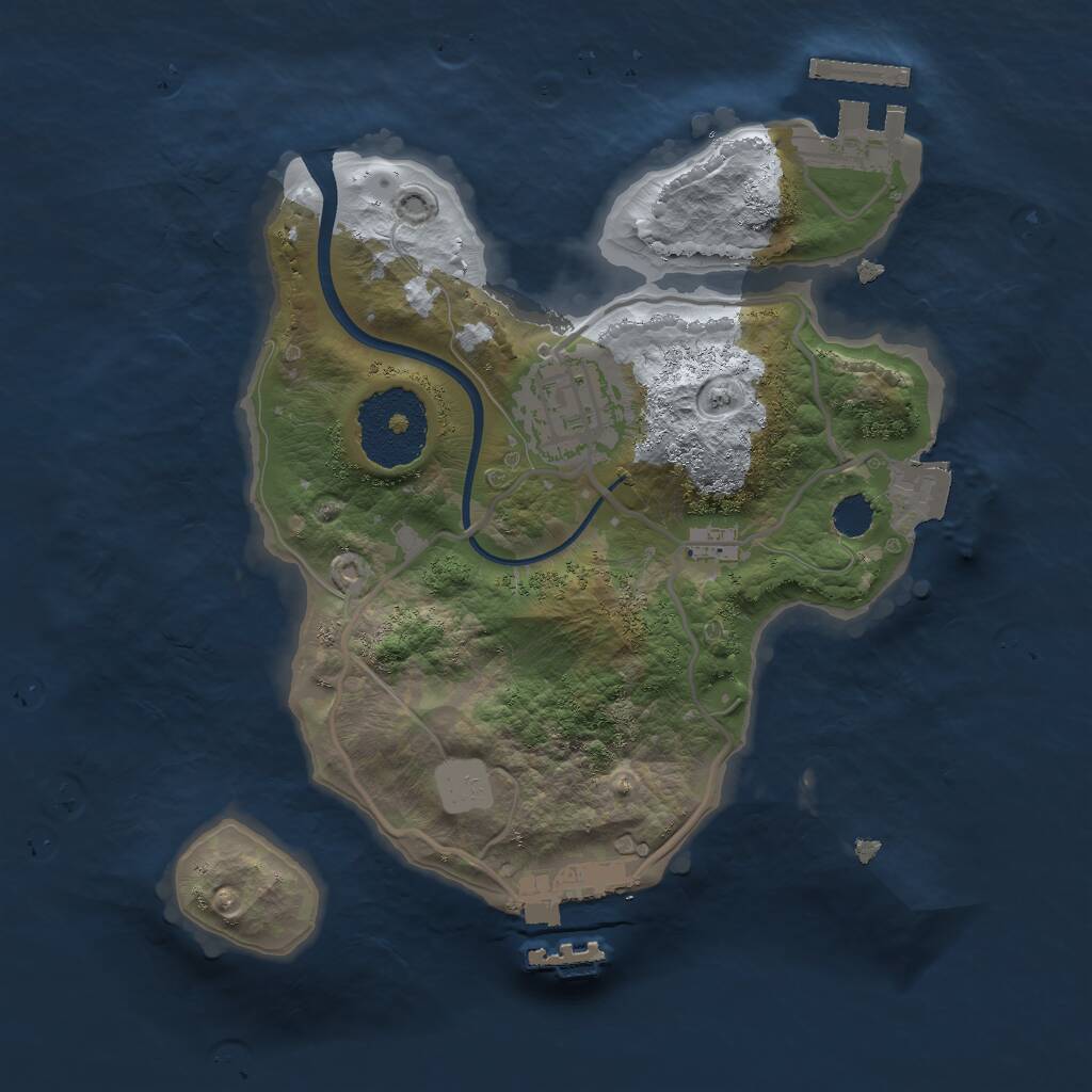 Rust Map: Procedural Map, Size: 2200, Seed: 1841868393, 4 Monuments