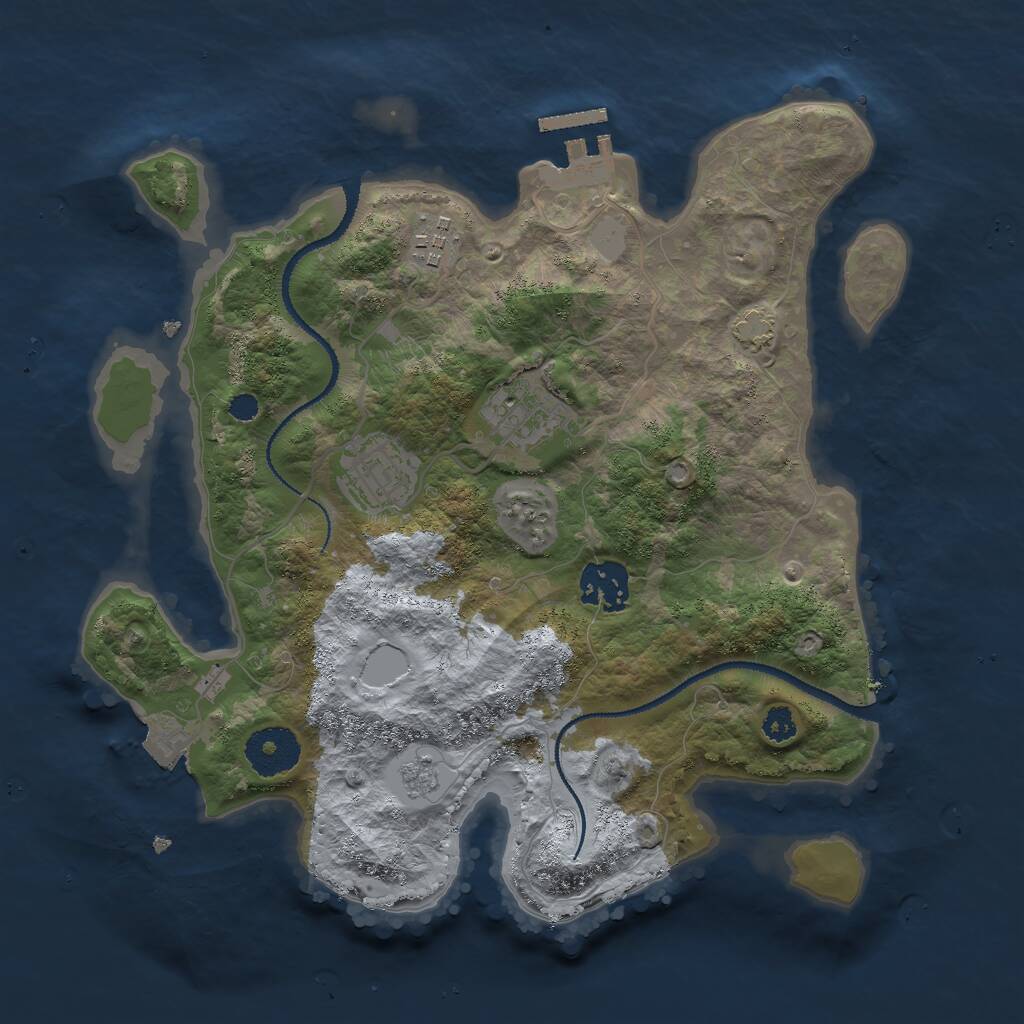 Rust Map: Procedural Map, Size: 3000, Seed: 1024127974, 8 Monuments