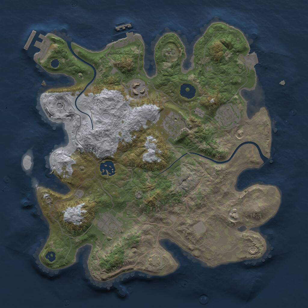 Rust Map: Procedural Map, Size: 3000, Seed: 1140824600, 10 Monuments