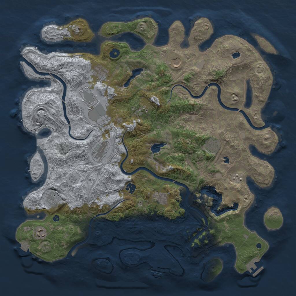 Rust Map: Procedural Map, Size: 4500, Seed: 41975, 17 Monuments