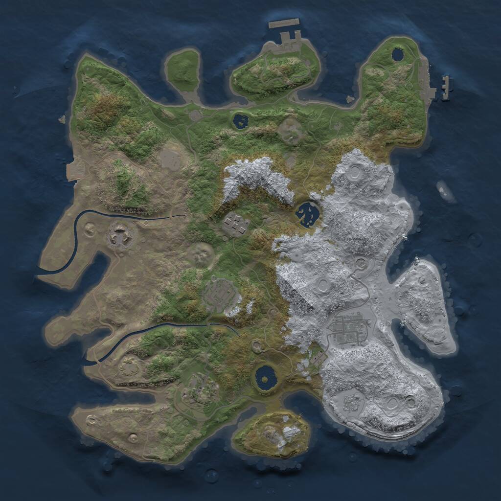 Rust Map: Procedural Map, Size: 3300, Seed: 1042891368, 12 Monuments