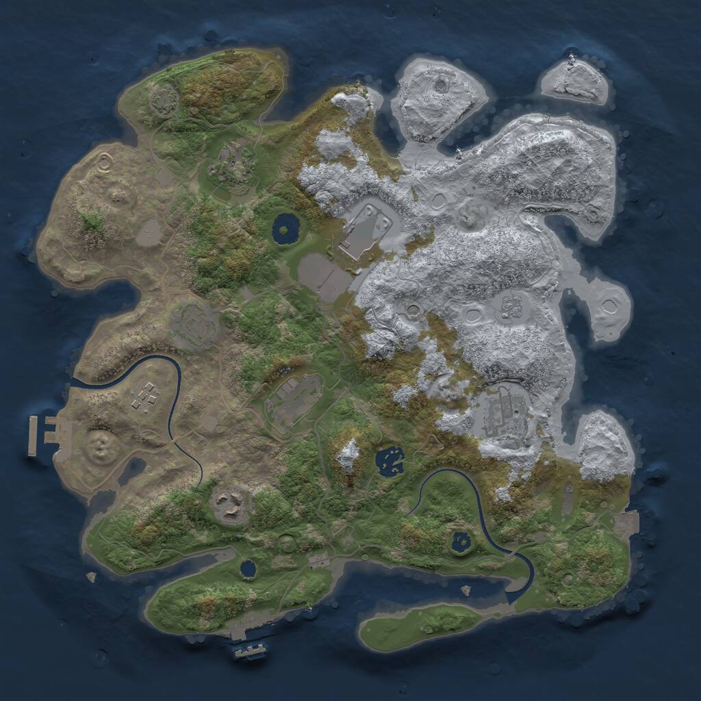 Rust Map: Procedural Map, Size: 3500, Seed: 7980364, 14 Monuments