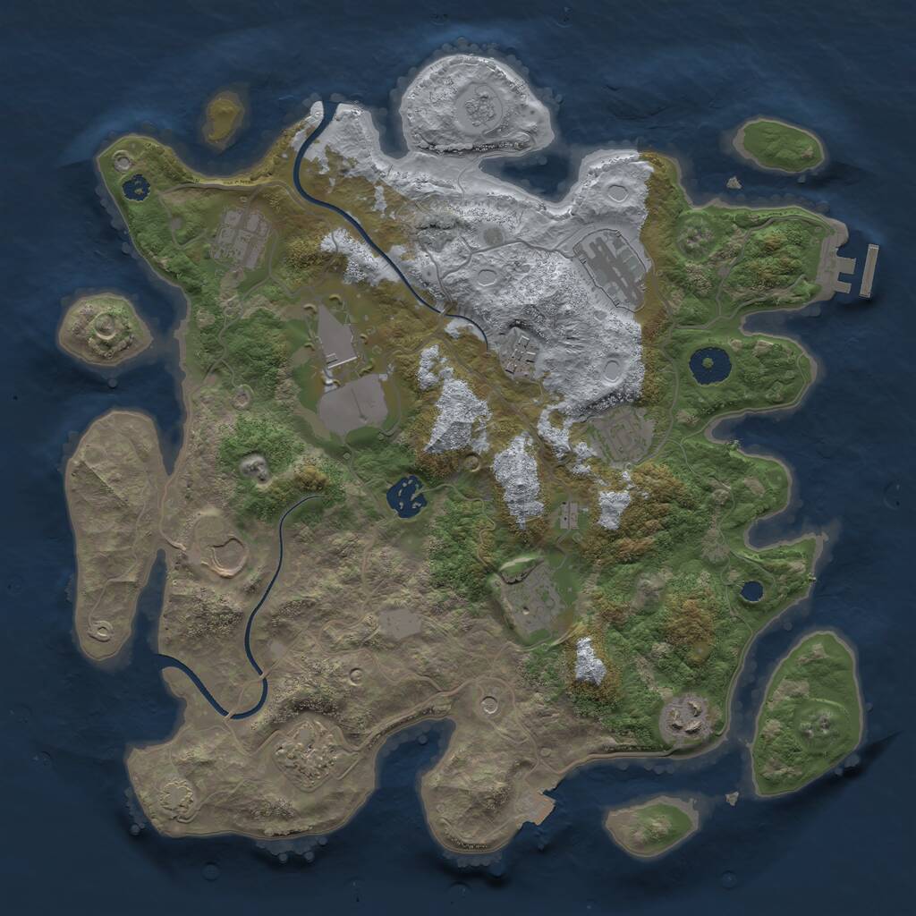 Rust Map: Procedural Map, Size: 3500, Seed: 1619584666, 15 Monuments