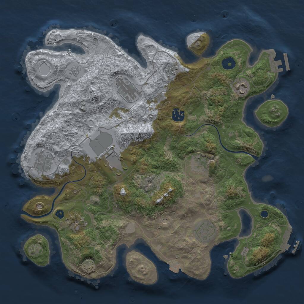 Rust Map: Procedural Map, Size: 3500, Seed: 1852320094, 15 Monuments