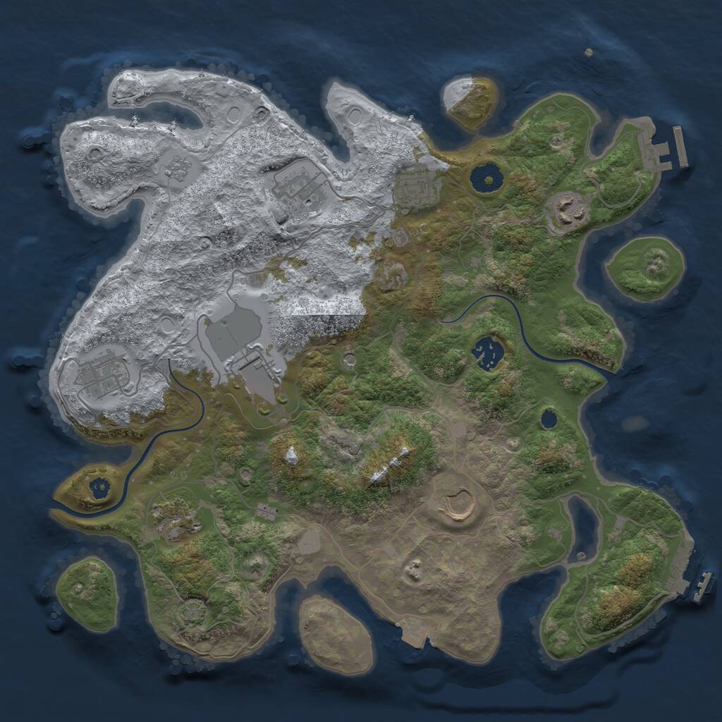 Rust Map: Procedural Map, Size: 3500, Seed: 1852320094, 14 Monuments
